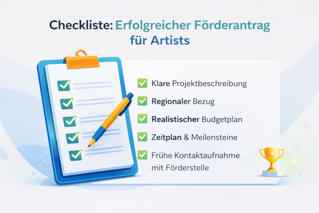 Checkliste f&uuml;r erfolgreiche F&ouml;rdergelder im Musikprojekt f&uuml;r Artists